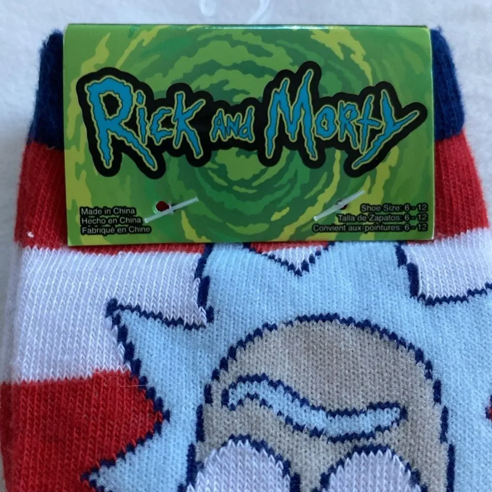 Rick and Morty Adult Swim 3-Pack Holiday Crew Socks Mens Shoe Size 6-12 New